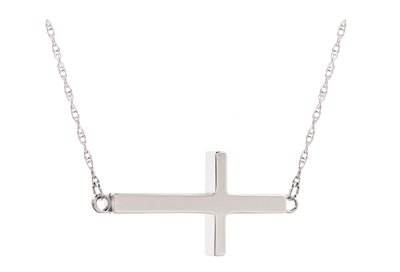 Sideways Stainless Steel Cross Necklace